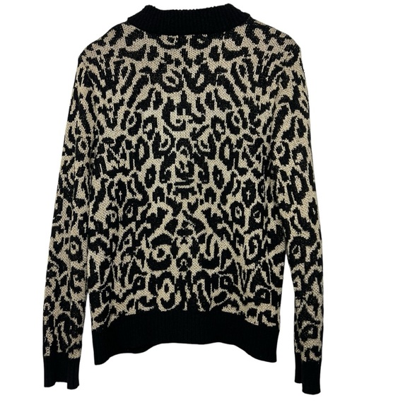 89th & Madison Black and Cream Leopard Print Sweater Women’s Size Large - Picture 2 of 9